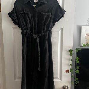 a.n.a Black Button-Up Midi Dress